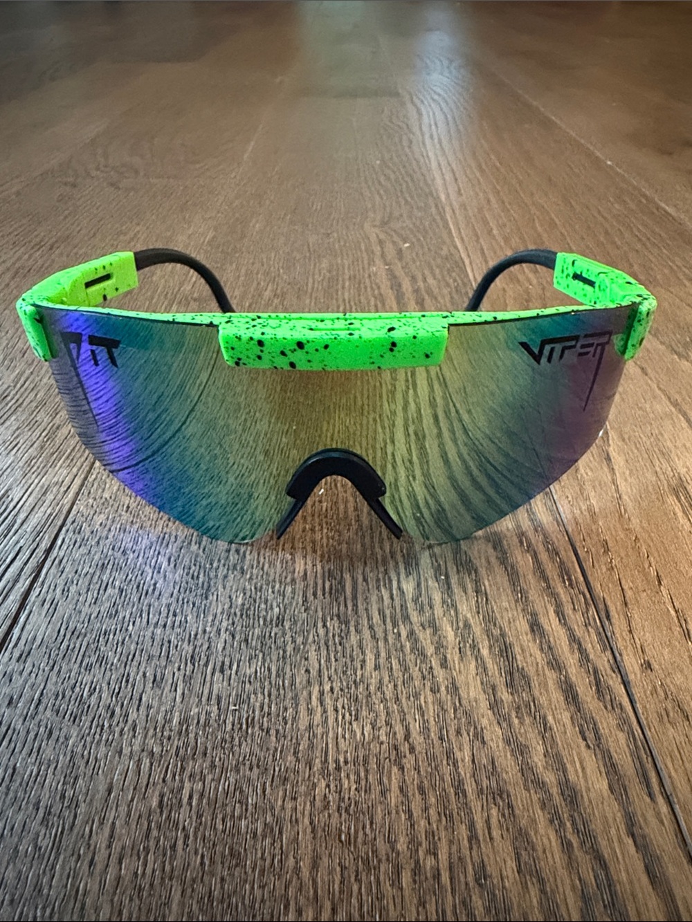 Pit Viper Neon Green Mirrored Shield Sunglasses